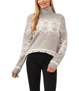 �Z�Z ���f�B�[�X �A�E�^�[ �p�[�J�[�E�X�E�F�b�g �^�[�g���l�b�N �Z�[�^�[ �j�b�g CeCe Knit Turtleneck Long Sleeve Sweater Lt Heather Grey �O���[