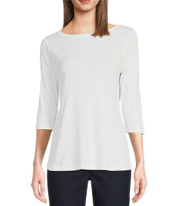�j�b�N�A���h�]�[ ���f�B�[�X �g�b�v�X �V���c T�V���c �j�b�g �W���[�W�[ NIC + ZOE NZT Knit Jersey Boat Neck 3/4 Sleeve Tee Shirt Paper White �z���C�g
