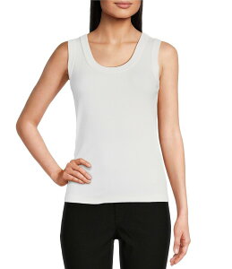 �j�b�N�A���h�]�[ ���f�B�[�X �g�b�v�X �V���c �m�[�X���[�u �j�b�g NIC + ZOE Perfect Stretch Knit Scoop Neck Sleeveless Tank Paper White �z���C�g