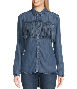 �X�J�[���[ ���f�B�[�X �g�b�v�X �V���c �t�����W Scully Fringe Button Front Chambray Shirt Denim �f�j��