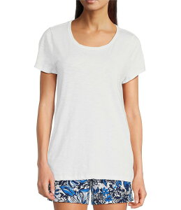 �����[�s�����b�c�@�[ ���f�B�[�X �g�b�v�X �V���c T�V���c �j�b�g Lilly Pulitzer Etta Knit Scoop Neck Short Sleeve Tee Resort White �z���C�g