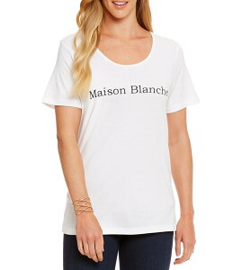 �w���e�[�W ���f�B�[�X �g�b�v�X �V���c T�V���c ���S Heritage Maison Blanche Logo Tee Shirt Maison Blanche