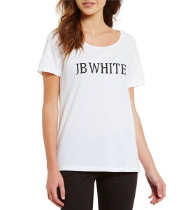�w���e�[�W ���f�B�[�X �g�b�v�X �V���c T�V���c ���S Heritage J.B. White Logo Scoop Neck Short Sleeve Tee Shirt White �z���C�g