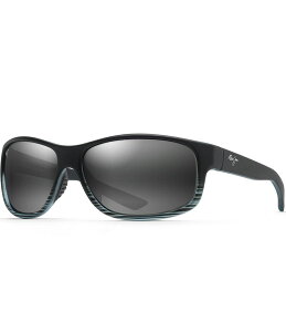 yz }ECW fB[X TOXEACEFA ANZT[ Kaiwi Channel PolarizedPlus2R Wrap 62mm Sunglasses Grey Black Stripe