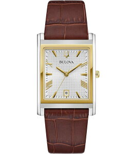 uo fB[X ANZT[ rv U[ Bulova Men's Classic Three Hand Mechanical Automatic Leather Strap Watch Brown uE
