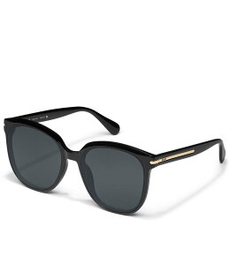 yz NGC fB[X TOXEACEFA ANZT[ Women's Rent Free 59mm Polarized Round Sunglasses Black/Smoke Polarized