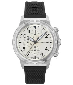 yz T@g[ tFK fB[X rv ANZT[ Men's Ferragamo Sport Chronograph Black Silicone Strap Watch Black