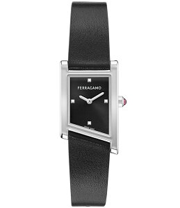 T@g[ tFK fB[X ANZT[ rv U[ Salvatore Ferragamo Women's Ferragamo Asymetrique Quartz Analog Black Leather Strap Watch Black ubN