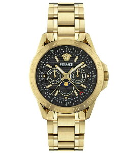 FT[` fB[X ANZT[ rv TVc Versace Men's V-Galaxy Moonphase Chronograph Stainless Steel Bracelet Watch Gold S[h