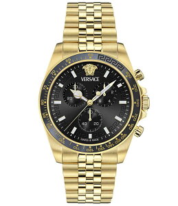 ���F���T�[�` ���f�B�[�X �A�N�Z�T���[ �r���v T�V���c Versace Men's Greca Chrono Wave Gold Tone Stainless Steel Bracelet Watch Gold �S�[���h