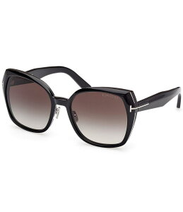 yz gEtH[h fB[X TOXEACEFA ANZT[ Women's Plum 58mm Butterfly Sunglasses Shiny Black/Smoke