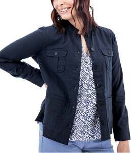 �A�x���`���� ���f�B�[�X �A�E�^�[ �R�[�g �W���P�b�g Aventura Temple Lightweight Utility Woven Button Front Jacket Black Iris �u���b�N