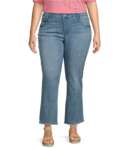 �f���N���V�[ ���f�B�[�X �{�g���X �f�j���p���c �v���X�T�C�Y �h�J �W�[���Y Democracy Plus Size AbsolutionR Slim Straight High Rise Embroidered Cascading-D Back Pocket Jeans Mid Blue �u���[
