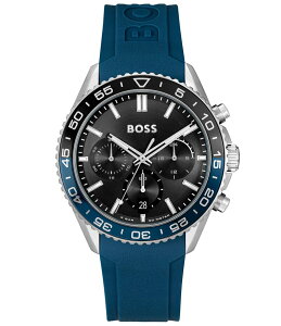 q[S{X fB[X ANZT[ rv Hugo Boss Men's Runner Quartz Chronograph Silicone Strap Watch Blue u[