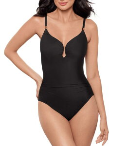 �~���N���X�[�c ���f�B�[�X �g�b�v�X �����s�[�X Miraclesuit Razzle Dazzle Antheia Plunge Neck Underwire Bra One Piece Swimsuit Black �u���b�N