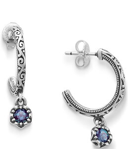 yz WF[Y GC[ fB[X sAXECO ANZT[ Cherished Lab-Created Birthstone Sterling Silver Hoop Earrings Sterling Alexandrite