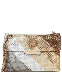 �J�[�g�W�F�C�K�[�����h�� ���f�B�[�X �o�b�O �V�����_�[�o�b�O �~�j Kurt Geiger London Rhinestone Gold and Silver Tone Fabric Kensington Mini Crossbody Bag Metal Comb �S�[���h