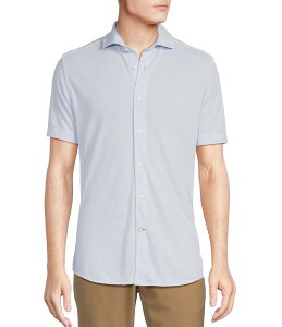 �_�j�G�� �N���~�� �����Y �g�b�v�X �V���c �R�[�g �W���[�W�[ Daniel Cremieux Signature Label Jersey Jacquard Short Sleeve Coatfront Shirt Light Blue �u���[