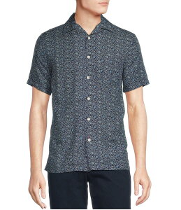 �_�j�G�� �N���~�� �����Y �g�b�v�X �V���c �t�����[�� �v�����g �t�����[ Cremieux Blue Label Vine Floral Print Short Sleeve Woven Camp Shirt Peacoat �u���[