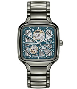 h fB[X ANZT[ rv RADO Unisex True Square Automatic Open Heart Ceramic Bracelet Watch Silver Vo[