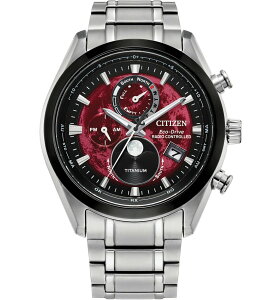 �V�`�Y�� ���f�B�[�X �A�N�Z�T���[ �r���v Citizen Men's Red Dial Eco-Drive Water Resistance Titanium Bracelet Watch Silver �V���o�[