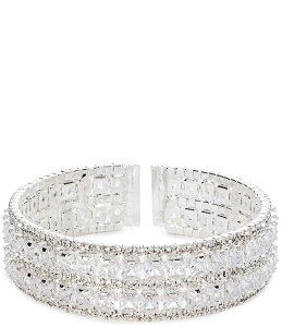 �Z�U���k ���f�B�[�X �A�N�Z�T���[ �u���X���b�g�E�o���O���E�A���N���b�g Cezanne CZ Crystal Cuff Bracelet Silver/Crystal �V���o�[