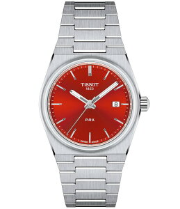 eB\bg fB[X ANZT[ rv TVc Tissot Women's Prx Tonneau Quartz Analog Stainless Steel Bracelet Watch Silver/Red bh