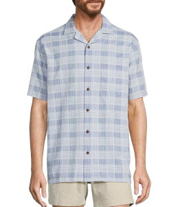 ���E���h�g�D���[�A���h���[�N �����Y �g�b�v�X �V���c Roundtree & Yorke Short Sleeve Textured Plaid Sport Shirt Blue �u���[
