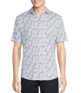�_�j�G�� �N���~�� �����Y �g�b�v�X �V���c �t�����[�� �v�����g �R�[�g �t�����[ Daniel Cremieux Signature Label Floral Paisley Print Short Sleeve Coatfront Shirt Lucent White �z���C�g