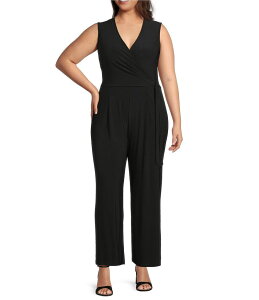 yz ANC fB[X JWApc {gX Plus Size Surplice V-Neck Sleeveless Jumpsuit Anne Black