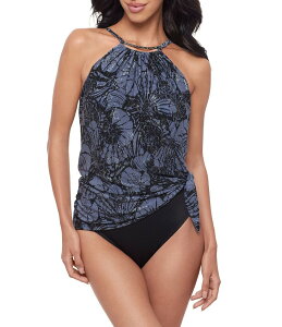�}�W�b�N�X�[�c ���f�B�[�X �g�b�v�X �����s�[�X �n�C�l�b�N Magicsuit Shell Beach Parker High Neck Underwire One Piece Swimsuit Black/Multi �u���b�N