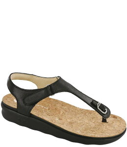 �T�X ���f�B�[�X �V���[�Y �T���_�� ���U�[ SAS Marina Leather Thong Wedge Sandals Black �u���b�N