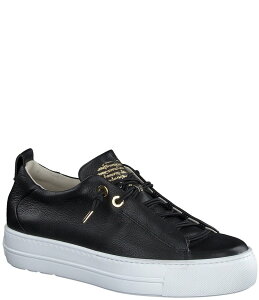 �|�[���E�O���[�� ���f�B�[�X �V���[�Y �X�j�[�J�[ �v���b�g�t�H�[�� ���U�[ Paul Green Faye Leather Platform Sneakers Black Gold Combo �u���b�N