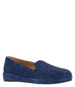 [hs[h fB[X V[Y pvX vbgtH[ XG[h [t@[ L'Amour Des Pieds Correze Rhinestone Suede Platform Wedge Loafers Dark Navy Suede lCr[