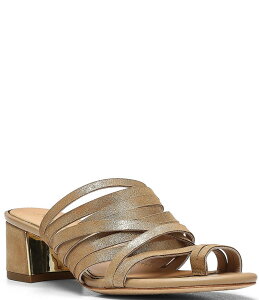 �h�i���h�v���l�[�� ���f�B�[�X �V���[�Y �T���_�� �g�[�� �X�G�[�h �q�[�� Donald Pliner Marlow Strappy Metallic Suede Toe Ring Block Heel Sandals Sand �T���h