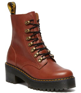 hN^[}[` fB[X V[Y u[cECu[c vbgtH[ u[c U[ q[ Dr. Martens Women's Leona Farrier Leather Platform Heel Combat Boots Saddle Tan ^