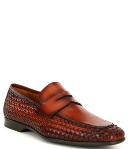yz }Oi[j Y Xb|E[t@[ V[Y Men's Shayne Leather Woven Penny Loafers Cognac