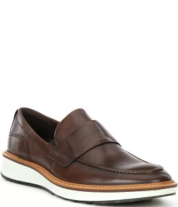 GR[ Y V[Y Xb|E[t@[ U[ [t@[ ECCO Men's ST.1 Hybrid Leather Penny Loafers Cocoa Brown uE