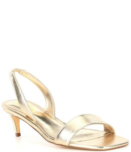 [sbc@[ fB[X V[Y T_ U[ Gold Lilly Pulitzer Cary Nappa Leather Skinny Strap Slingback Kitten Heel Dress Sandals