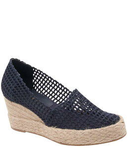AhA A[X fB[X V[Y T_ vbgtH[ Andre Assous Patti Woven Canvas Platform Wedge Slip On Espadrilles Navy lCr[