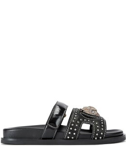 J[gWFCK[h fB[X V[Y pvX JbgAEg T_ Kurt Geiger London Eagle Stud Cutout Slide Sandals Black ubN