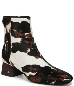 �T���G�f���}�� ���f�B�[�X �V���[�Y �u�[�c�E���C���u�[�c �v�����g �u�[�c Sam Edelman Paige Cow Print Calf Hair Square Toe Dress Booties Brown Multi �u���E��
