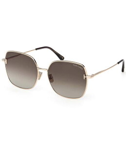 yz gEtH[h fB[X TOXEACEFA ANZT[ Women's FT1250 59mm Square Sunglasses Shiny Rose Gold/Transparent Grey/Brown