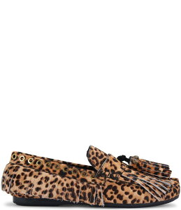 J[gWFCK[h fB[X V[Y Xb|E[t@[ vg tW Kurt Geiger London Leopard Print Calf Hair Fringe Moccasins Leopard Brown uE