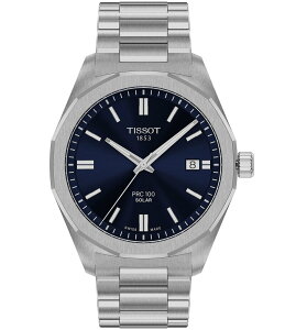 �e�B�\�b�g ���f�B�[�X �A�N�Z�T���[ �r���v T�V���c Tissot Men's PRC 100 Solar Quartz Analog Stainless Steel Bracelet Watch Silver/Blue �u���[