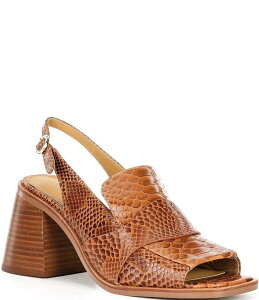 ZVA j[[N fB[X V[Y q[ vg U[ [t@[ Cecelia New York Splash Snake Print Leather Slingback Peep Toe Loafer Pumps Brown uE