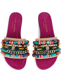 J[gWFCK[h fB[X V[Y pvX T_ XG[h Kurt Geiger London Southbank Beaded Suede Slide Sandals Fuchsia Pink sN