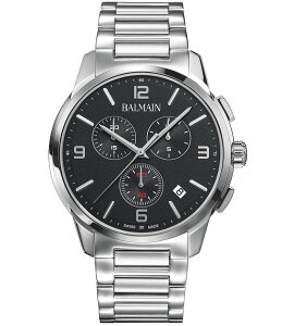 o} fB[X ANZT[ rv TVc Balmain Men's Quartz Chronograph Stainless Steel Bracelet Watch Silver/Black ubN