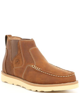 【送料無料】 ツイステッドエックス メンズ ブーツ・レインブーツ シューズ Men's Pull-On Moc Toe Leather Boots Brown