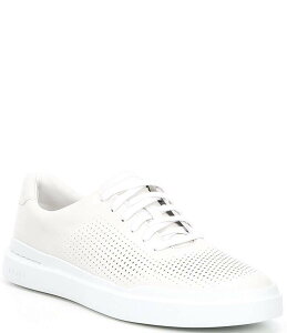 yz R[n[ Y hXV[Y V[Y Men's GrandPro Rally Leather Laser Cut Sneakers White